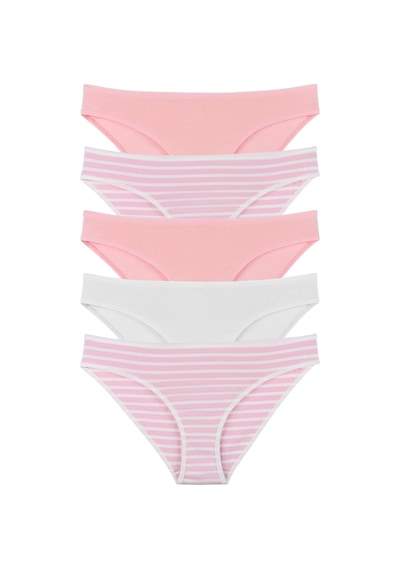Sensu Kadın Çizgili Karışık Renkler Slip Külot 5'li Paket Set - Kts3051 Karışık