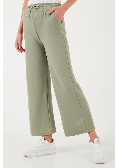 Lela Regular Fit Yüksek Bel Geniş Paça Bayan Pantolon 5865882 Olive