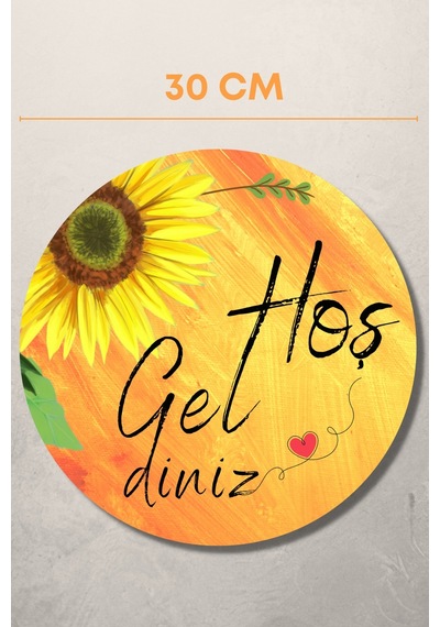Ayçiçeği Temalı Dekoratif Ahşap Hoşgeldiniz Kapı Duvar Süsü