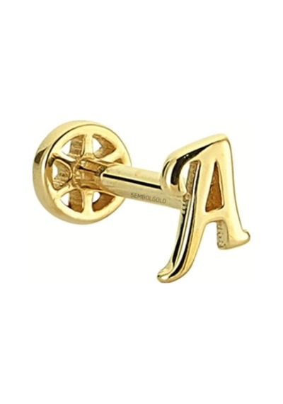 Altın Piercing -A- Harf 14 Ayar Tragus Altın