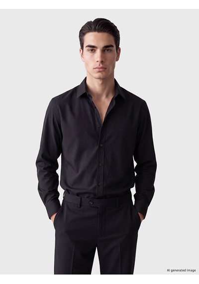 LC Waikiki Lc Waıkıkı Siyah Regular Fit Oxford Erkek Gömlek