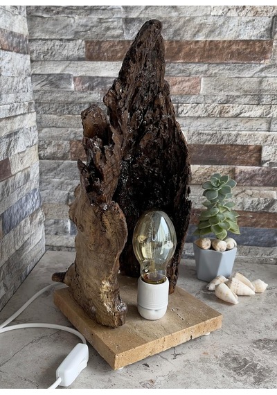 Tr Ağaç Kabuğu, Traverten Zemin, Dekoratif El Yapımı-handmade, Benzersiz, Aydınlatma, Lamba Genel