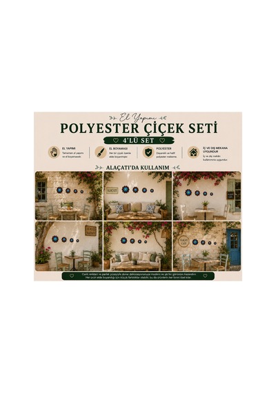Çiçek Polyester Çiçek 4 Lü Set Kahverengi-bal Kahve