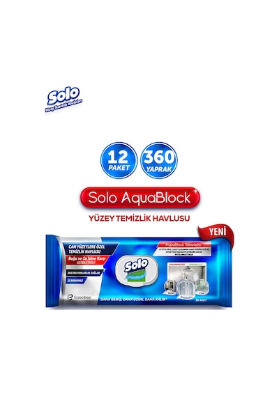 Solo Aquablock Yüzey Temizlik Havlusu 12'li 360 Yaprak