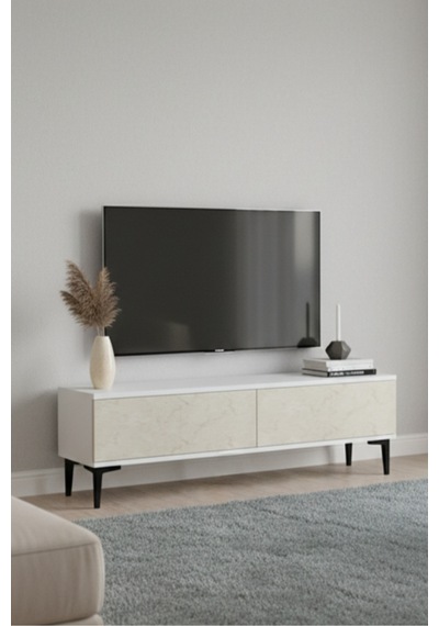 Tsa1299bt Aplos Tv Stand, Tv Sehpası Beyaz-traverten 120cm
