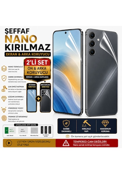 General Mobile Gm 9 Pro Uyumlu Şeffaf Ön Arka 2li Set Kaplama Nano Kırılmaz Çizilmez Hidrojel Film Astakos