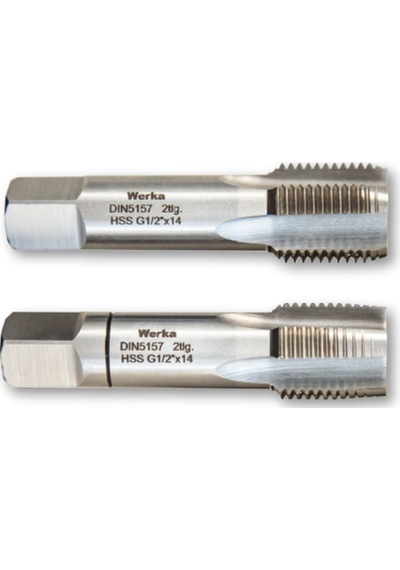 Werka Dın5157 -gaz Diş 2 Parçalı Takım Hss Düz El Kılavuzu G 3/4" X 14