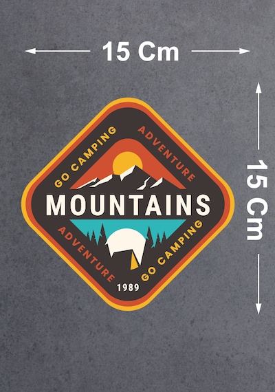 Dağ Kamp Ve Macera Sticker - Camping Adventure Mountains Sticker - Araba Oto Motosiklet Karavan Cam Sticker - 00114 15x15 Cm