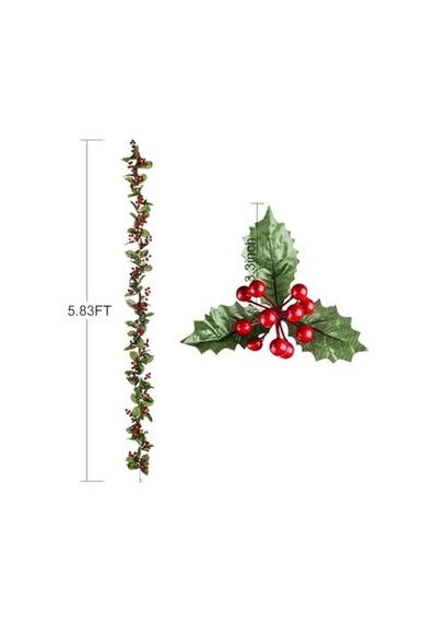 Yenigeldi 1 Adet Kokina Red Berry Yılbaşı Çelenk, Ev Şömine Parti Kış Noel Yılbaşı Süsü, Yeşil Genel