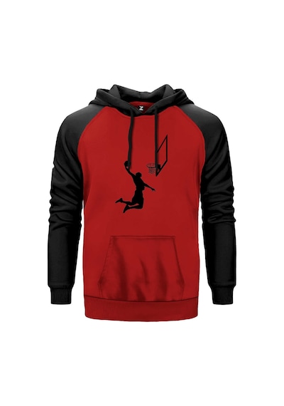 Basketball Smack Silhouette Kırmızı Renk Reglan Kol Sweatshirt Kırmızı