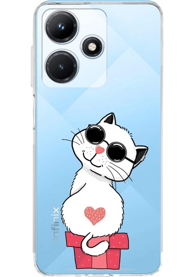 İnfinix Hot 30i Uyumlu Kamera Korumalı Coolcat Tasarımlı Şeffaf Silikon Kılıf Şeffaf