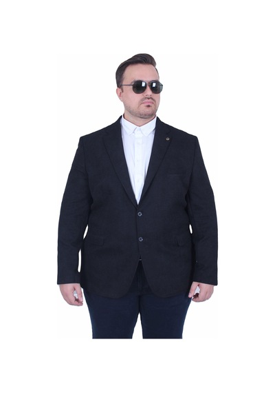 Mocgrande Erkek Büyük Beden 4 Drop Blazer Şönili Ceket 500602 Sıyah Siyah