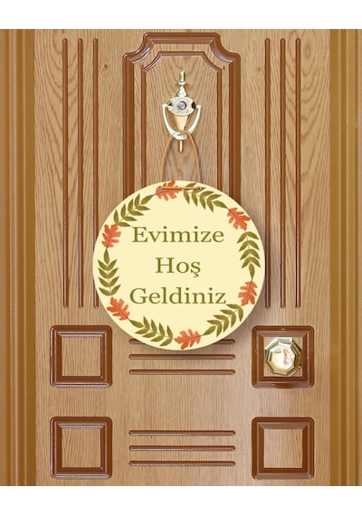 Hoşgeldiniz Yazılı Kelebek Detaylı Ahşap Kapı Süsü Dekoratif Pembe