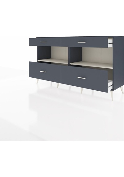 Hyperion Konsol 2 Raflı 4 Çekmeceli 176x44x99 Antrasit-aytaşı/an Antrasit-aytaşı/antrasit