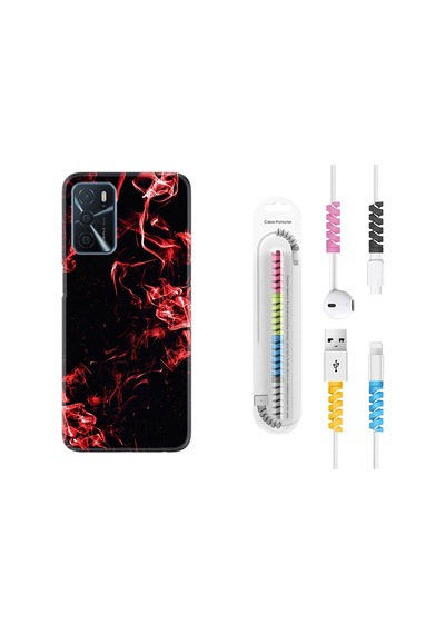 Oppo A16 Kılıf Kablo Koruyuculu Red Smoke 1745
