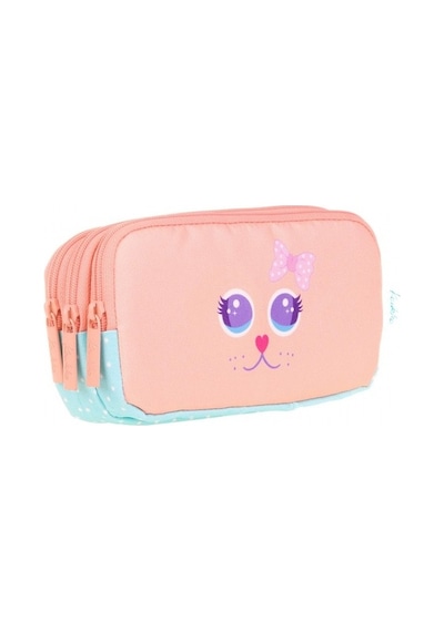 Kaukko Kıds 3 Bölmeli Kalem Çantası Cute Face Cat