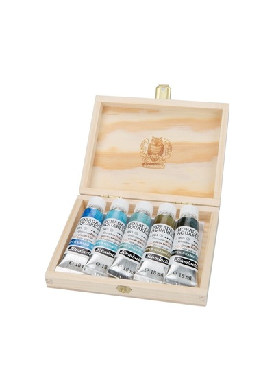 Schmincke : Horadam Super Granulation Sulu Boya Seti 5 Renk X 15 Ml Tüp Glacier Ahşap Kutu