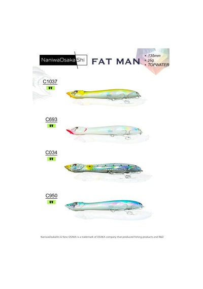 Nanıwaosakashı Fat Man 135mm 26gr Topwater C950
