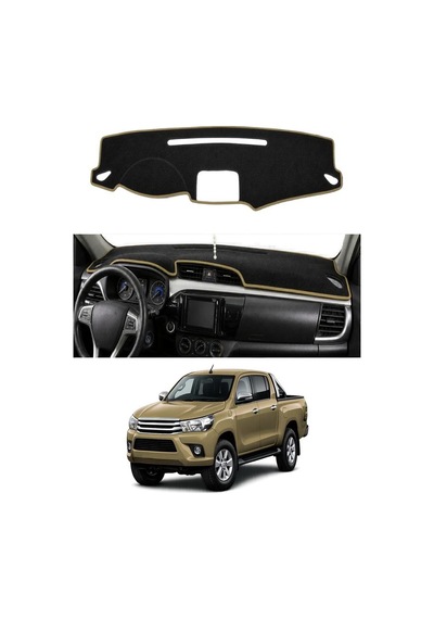 Toyota - Hilux 2015+ Uyumlu Torpido Koruma Kılıfı - Taba Şeritli