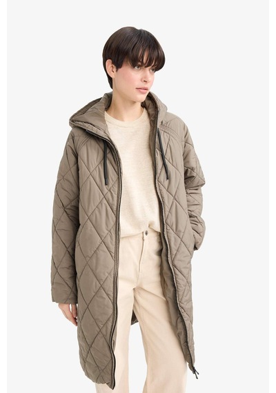 Defacto Regular Fit Kapüşonlu Kapitoneli Fermuarlı Parka F2882ax25wnkh402 Haki-kh402