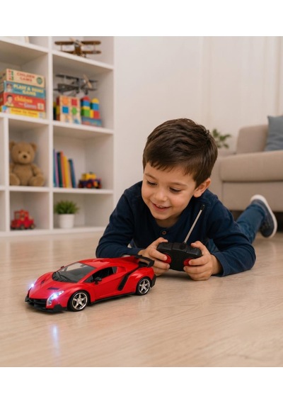 Uzaktan Kumandalı Spor Yarış Arabası 40 Mhz 4 Fonksiyonlu Pilli Oyuncak Spor Araba Kırmızı