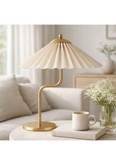 Avelis Gold Gövde Krem Başlık Dekoratif Abajur