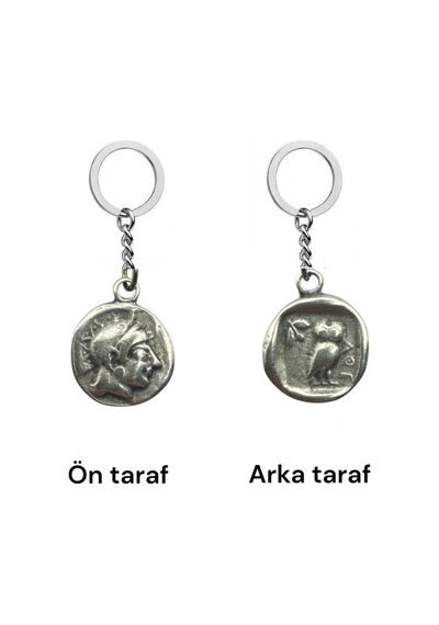 Athena Figürlü Bilgelik Tanrıçası Para Anahtarlık Çift Taraflı 1 Adet Metal Unisex Aksesuar
