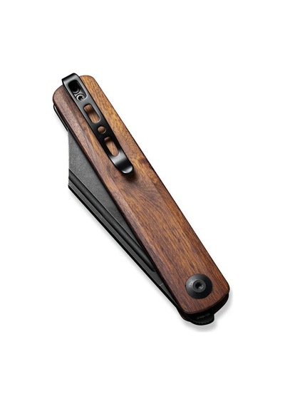 Sencut Bronte Front Flipper Knife Black Blade Cuibourtia Wood Handle Kamp Çakı Kahverengi