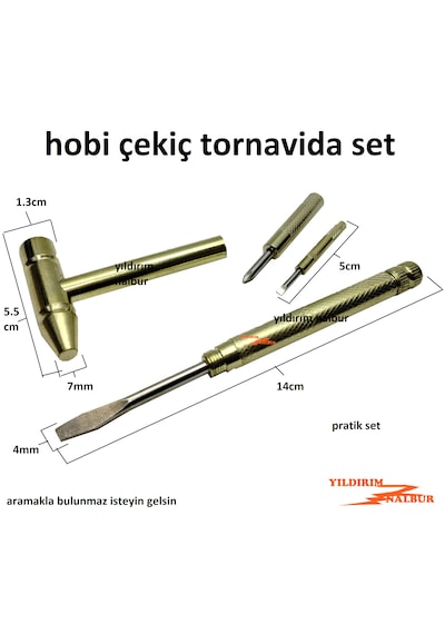 4 Parça Hobi Çekiç 90 Gr Tornavida Set Gümüşçü Kuyumcu Çekici