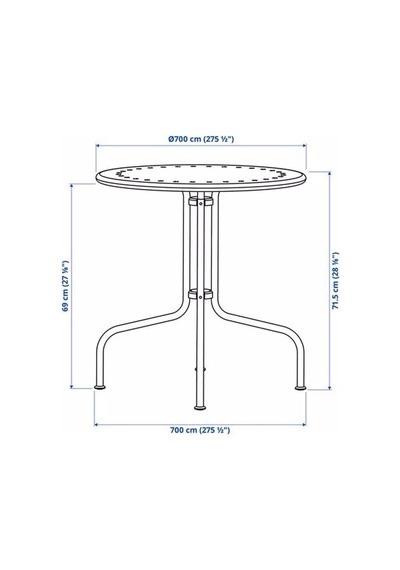 Yuvarlak Balkon-bahçe Masası Gri, Meridyendukkan 70 Cm Lackö Masa 2-4 Kişilik Metal Çok Renkli