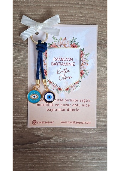 Bayram Hedyesi Tebrik Kartlı Turkuaz Anahtarlık