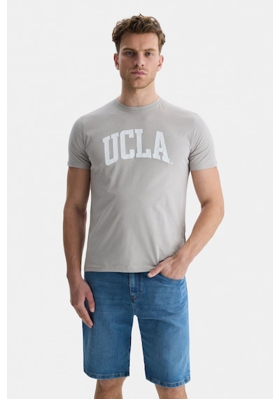 Ucla Culver Açık Gri Bisiklet Yaka Baskılı Standard Fit Erkek Tshirt Açık Gri