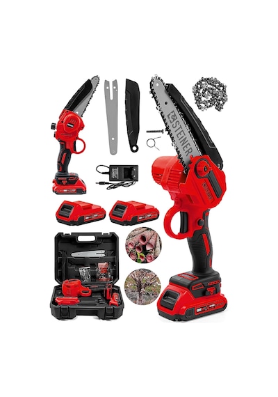 Alman 198 Vf 10 Ah 25 Cm Bakır Sargılı Akülü Dal Kesme Budama Testere Bıçkı Makinesi Kırmızı