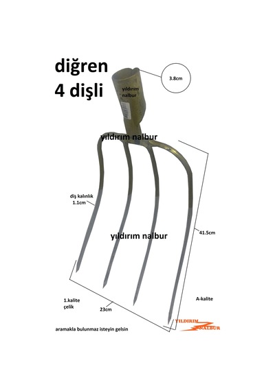 Diğren 4 Lü 1.kalite Ot Biçme Taşıma Bel Yaba