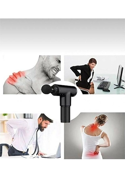 Relax 4 Başlıklı Titreşimli Sporcu Şarjlı Masaj Tabancası - Siyah