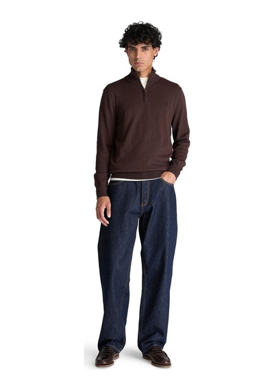 Bc0yhayc361-r Timberland Wıllıams Rıver Cotton 1-4 Zip Sweater Erkek Sweatshirt Kahve Bc0yhayc361-r