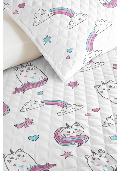 Evimde Bambaşka Unicorn Gökkuşağı Beyaz Kız Çocuk Pike Takımı-pastel Pembe Mavi Bebek Odası Yatak Örtüsü-160x220 CM Evimde Bambaşka Unicorn Gökkuşağı Beyaz Kız Çocuk Pike Takımı-pastel Pembe Mavi Bebek Odası Yatak Örtüsü-160x220 CM