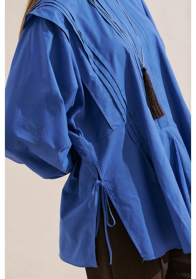 Manuka Fırfır Detaylı Dökümlü Tunik Mavi Ss26tnk00006-025-1810