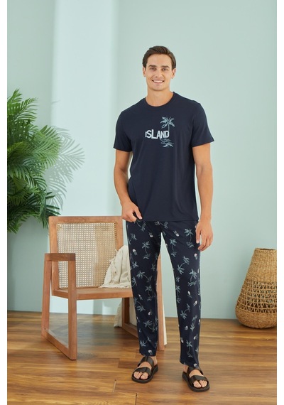 Sevim Erkek Kısa Kol Lacivert Pijama Takım C5t9n49 001