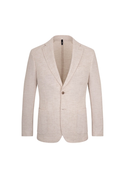 Hatemoğlu Bej Comfort Fit Mono Yaka Keten Ceket 36283 Bej