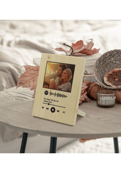 Kişiye Özel Fotoğraflı Spotify Barkodlu Dekoratif Ahşap Çerçeve