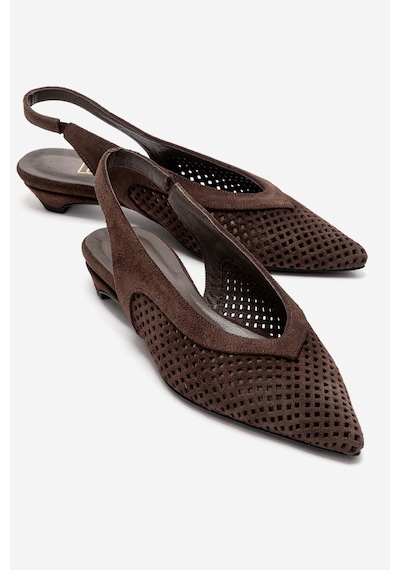 Luvishoes Lıeve Kahverengi Süet Hakiki Deri Kadın Alçak Topuklu Ayakkabı Kahverengi
