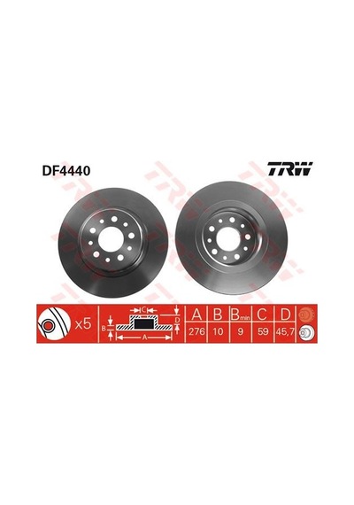TRW DF4440 FREN DİSKİ ARKA 156 97-06 GT 03-10 DÜZ 276mm