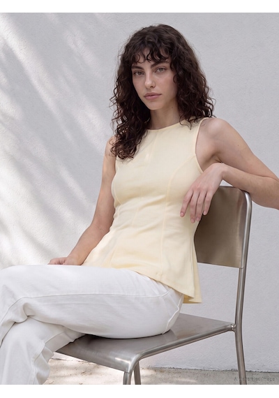Lcwaıkıkı Petite Sarı Bisiklet Yaka Peplum Bluz
