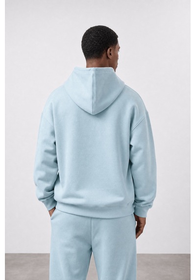 Erkek Respire Basic Oversize Hoodie Bebe Mavi