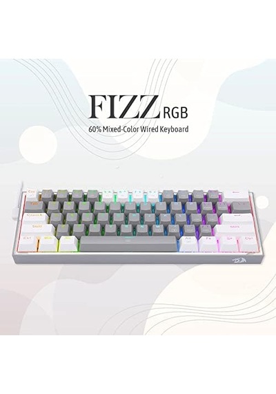 Redragon K617-rgb 16,8 Milyon Rgb Aydınlatma, Red Switch Fizz%60 Q Türkçe Kablolu Mekanik Oyuncu Klavyesi Gri Beyaz