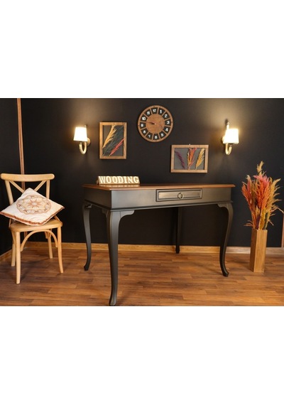 Wooding-Mobilya Wooding 100 Cm Çekmeceli Masif Siyah Ceviz Çalışma Masası