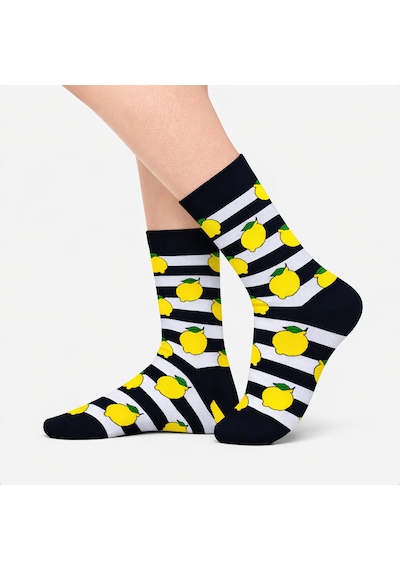 Carnaval Socks Şeritli Limon Desenli Renkli Çorap Çok Renkli