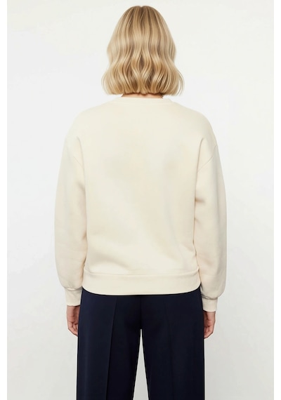Benerly Kadın Bisiklet Yaka Düşük Kol Regular Kalıp Örme Sweatshirt Fonks Taş