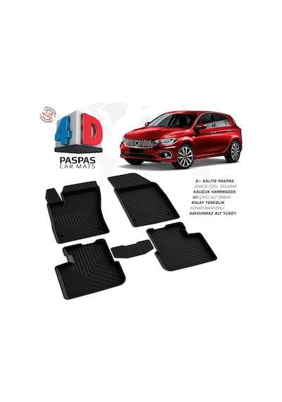 Fiat Egea Hb 4d Araca Özel Havuzlu Kauçuk Paspas 2015 Üzeri